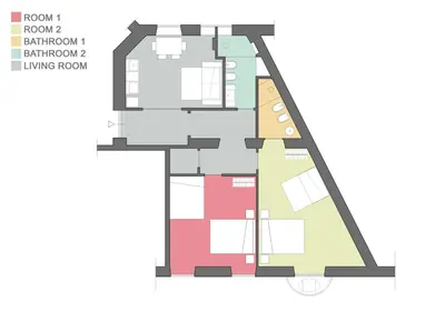 a floor plan of a building at Vintage Giuliana Apartment in Rome