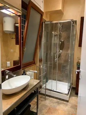 a bathroom with a sink and a shower at NINA'S HOUSE in Rome