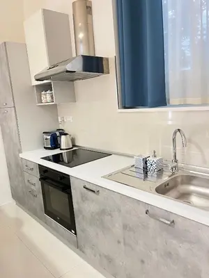 a kitchen with a sink and a stove at Residenza Santi ai Monti in Rome