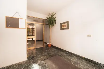 a hallway with white walls and a potted plant at Green Hill Buddyrent's in Rome
