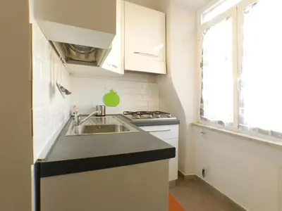 a small kitchen with a sink and a stove at Movie Apartment in Rome
