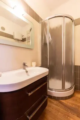 a bathroom with a sink and a shower at Gioia Romana in Rome
