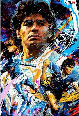 a painting of a man playing soccer at D10S SANPIETRO in Rome