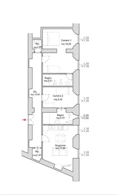 a floor plan of a building at Sweet House via dei gracchi in Rome