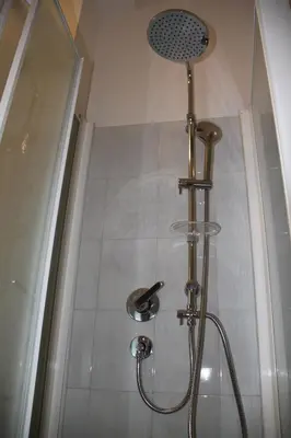 a shower with a shower head and a shower at Appartamento Hector in Rome