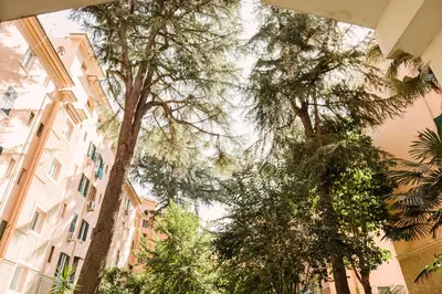 a group of trees in front of a building at Casa Riva 1920 in Rome