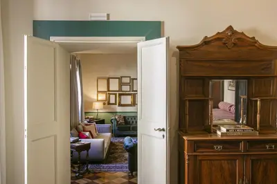 a hallway with a room with a living room at Pantheon Palazzo Nari Terrace #12 in Rome
