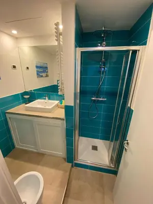 a bathroom with a shower and a sink at Apartment Villa Borghese with terrace in Rome