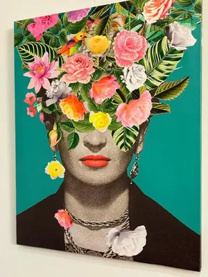 a woman with areath of flowers on her head canvas wall art at La Casa di Rosa , Elegante Appartamento a Corso Trieste, Metro B in Rome