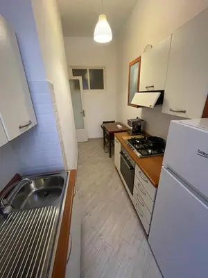 a small kitchen with a sink and a stove at Morosini House Rome in Rome
