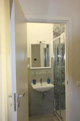 a bathroom with a sink and a shower at Dolce Titina Affittacamere in Rome