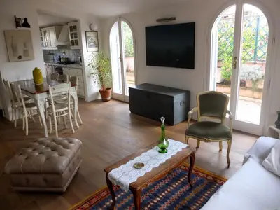 a living room with a couch and a table at Sales in Rome