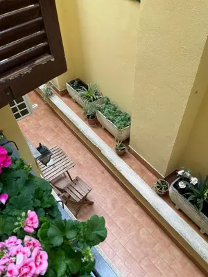 an overhead view of a patio with potted plants at Elian Apartament in The Center of Rome #3 Colosseo in Rome