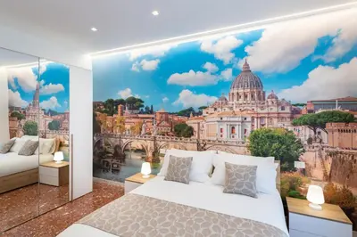 a bedroom with a view of the capitol building at Luxury and Sweet home-Metro Malatesta in Rome