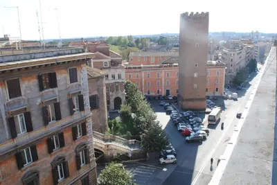 a view of a city with cars parked in a parking lot at Lombardo in Rome