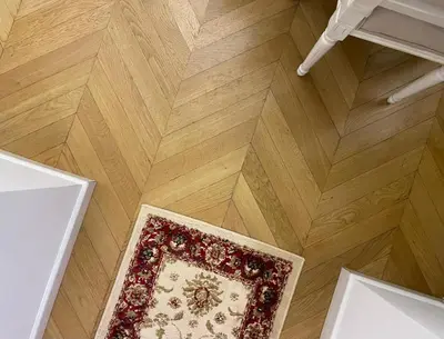 a rug on a wooden floor in a room at Domus Alba Mantua in Rome