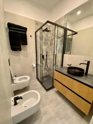 a bathroom with a toilet and a sink and a shower at Domus Carola in Rome
