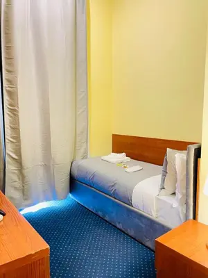 a small room with a bed and a window at Hotel Rome place in Rome