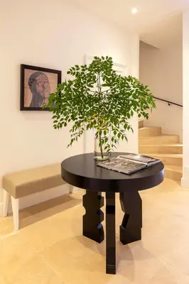 a black table with a plant on it in a room at Viam Villa Futura in Rome