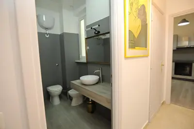 a bathroom with a sink and a toilet at Viale Trastevere Apartment in Rome