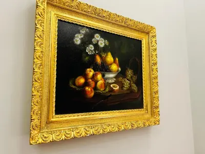 a painting of a bowl of fruit on a table at Cenci Guest House in Rome
