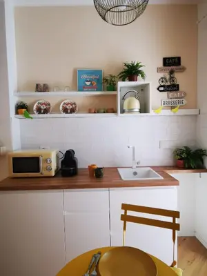 a kitchen with a sink and a microwave on a counter at Apuleio 11 in Rome
