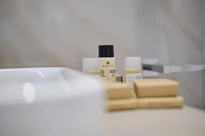 a pile of products sitting on a counter in a bathroom at San Giovanni Retreat in Rome