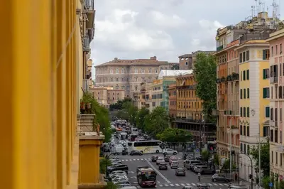 a view of a busy city street with cars at Grazioli Vatican Home in Rome
