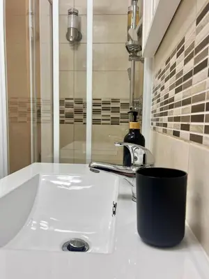 a bathroom with a sink with a bottle on it at AquariHome 6 Apartment in Rome