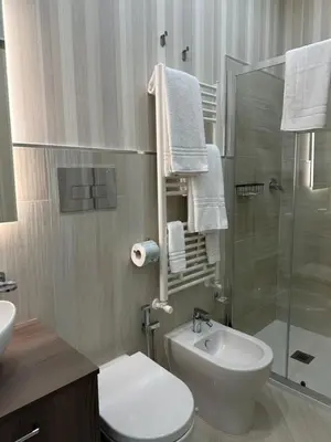 a bathroom with a toilet and a shower and a sink at BALDO 352 HOME in Rome