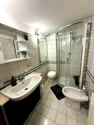a bathroom with a sink and a toilet and a shower at S&M Guest Home - San Giovanni in Rome