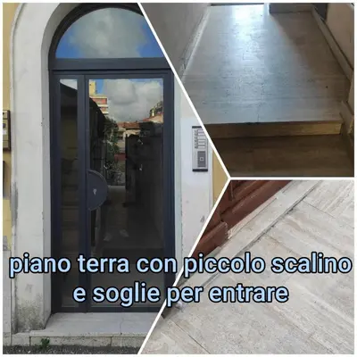 a collage of two pictures of a sliding glass door at Fanfulla Bilocale Pigneto in Rome