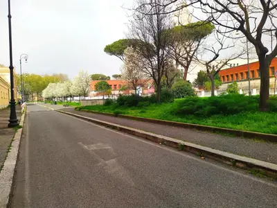 an empty street in a city with trees and buildings at Loryand near Stadio Olimpico in Rome