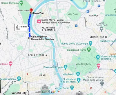 a map of melbourne with landmarks at Loryand near Stadio Olimpico in Rome