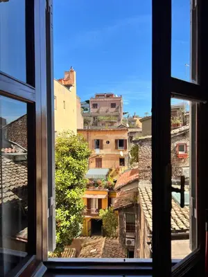 a view from a window of a city at Trastevere al Leopardo in Rome