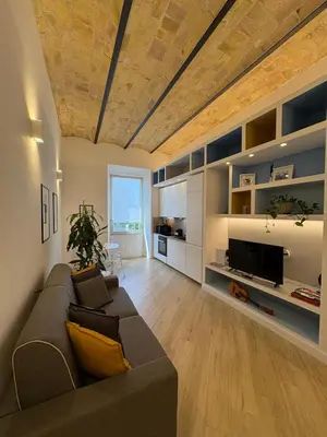 a living room with a couch and a tv at Vatican Hill Apt in Rome