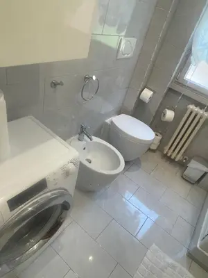 a bathroom with a toilet and a sink at Carpegna Vatican House in Rome