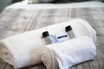 two towels sitting on top of a bed at Magenta Collection Terrione 19 in Rome