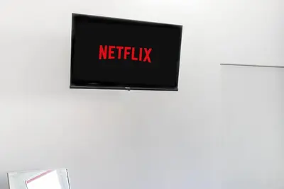 a tv on a wall with the netflix sign on it at Splendido appartamento a Villa Ada in Rome