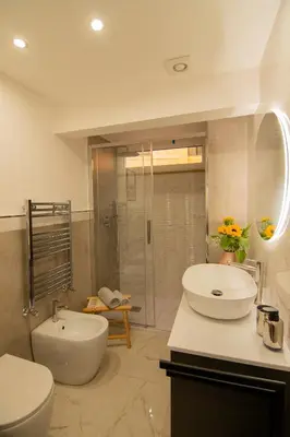 a bathroom with a sink and a toilet and a shower at Bruno Domus Design in Rome