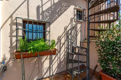 a window with plants on the side of a building at iFlat Campo de' Fiori Panoramic Penthouse in Rome