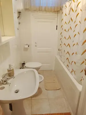 a white bathroom with a sink and a toilet at Holiday Garden House Roma in Rome