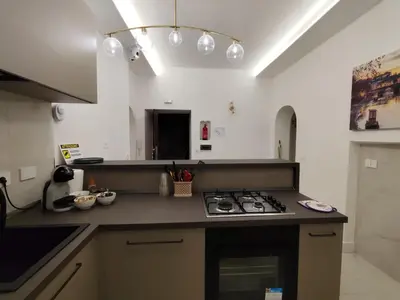 a kitchen with a stove and a counter top at Vatican Eco Suite in Rome