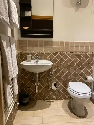a bathroom with a toilet and a sink at B&B trastevere il vicolo in Rome