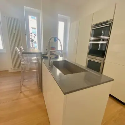 a kitchen with a sink and a counter top at Appartamento Villa Ada in Rome
