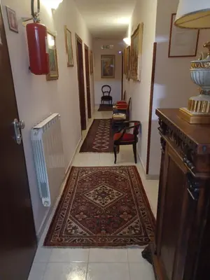 a hallway with rugs on the floor of a house at PITAGORA Rooms in Rome