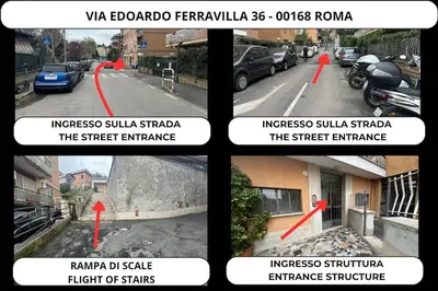 a set of four pictures of a street with cars at Capa's Boccea in Rome