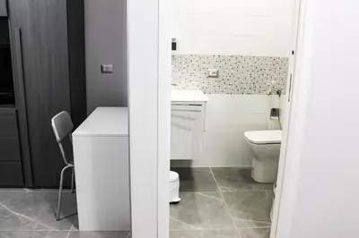 a white bathroom with a toilet and a sink at Silver Rose Guest House in Rome