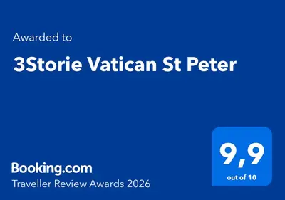 a blue square with the words storic vaticanrian st petetter at 3Storie Vatican St Peter in Rome