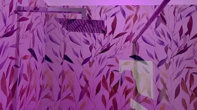 a painting of a purple wall with a plant at Centro Solferino Rooms in Rome